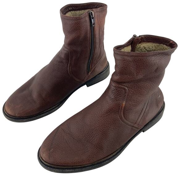 Burberry Prorsum Brown Leather Shearling-Lined Chelsea Boots Men's Size 11 - Picture 1 of 8